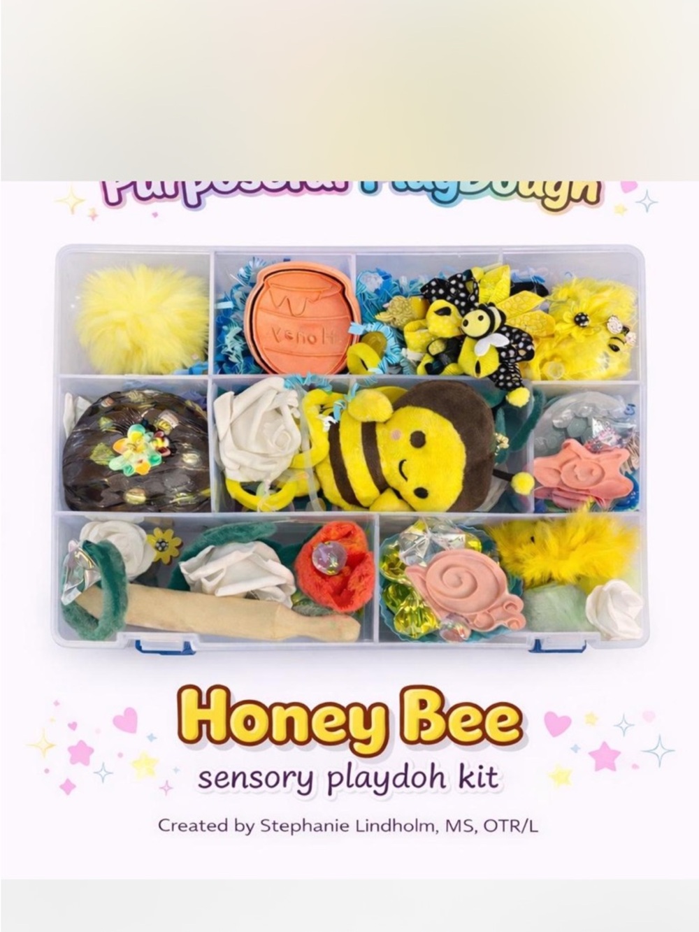 Honey Bee Sensory Playdoh Kit - Yellow Bee Themed Learning Toy